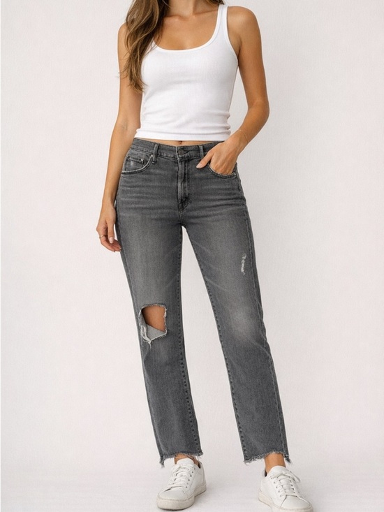 MOTHER Denim - MOTHER The Insider Crop Fray Gray To the Moon Sz 29 Distressed Frayed Grunge Y2K